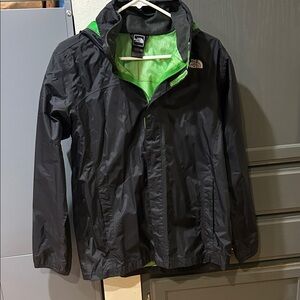 The North Face Black Jacket with Vibrant Green Lining